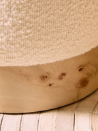 Mota Burl Wood And Cream Boucle Round Stool
