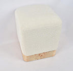 Mota Burl Wood And Cream Boucle Square Stool