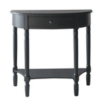 Heritage Black Wooden Half Moon 1 Drawer Console Table with Lower Shelf