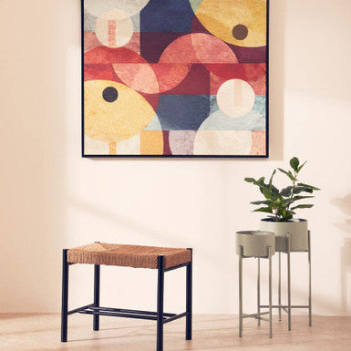 Natural Rope and Black Wood Small Bench | Bandar