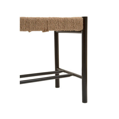 Natural Rope and Black Wood Small Bench | Bandar
