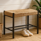 Natural Rope and Black Wood Small Bench | Bandar