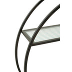 Mataram Wood Effect and Black Metal 3 Tier Round Wall Shelf
