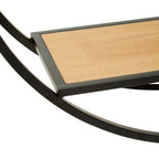 Mataram Wood Effect and Black Metal 3 Tier Round Wall Shelf