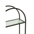 Mataram Black Metal and Wood Effect 2 Tier Wall Shelf