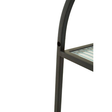 Mataram Black Metal and Wood Effect 2 Tier Wall Shelf