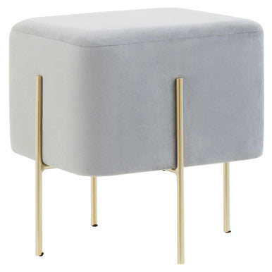 Square Grey Velvet Stool | Hayes