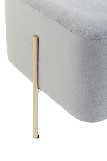 Square Grey Velvet Stool | Hayes