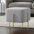 Square Grey Velvet Stool | Hayes