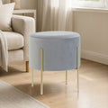 Hayes Round Grey Velvet Stool