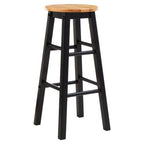 Chester Black and Natural Tropical Hevea Wood Kitchen or Bar Stool