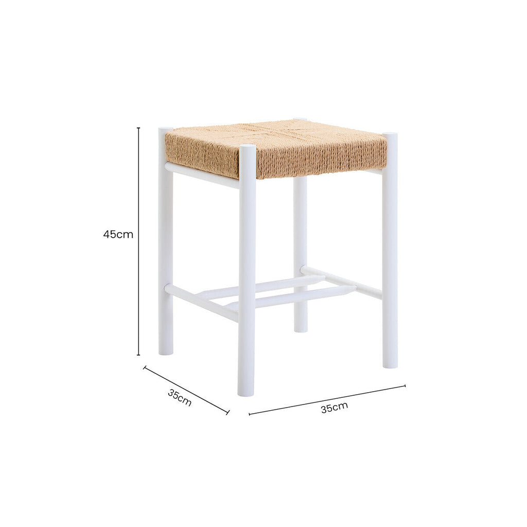 Bandar Natural Rope and White Wood Stool