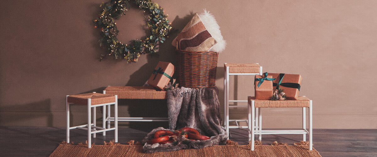 Large Natural Rope and White Wood Bench | Bandar