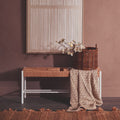 Large Natural Rope and White Wood Bench | Bandar