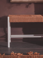 Large Natural Rope and White Wood Bench | Bandar