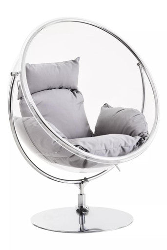 Goa Clear Swing Chair with Grey Cushions