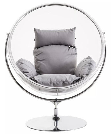 Goa Clear Swing Chair with Grey Cushions