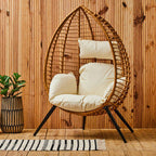 Goa Natural Rattan Effect Egg Chair with Cream Cushions