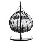 Goa Black Rattan Effect Double Hanging Egg Chair with Sledge Base