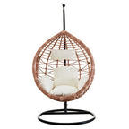Goa Natural Rattan Effect Hanging Egg Chair with Cream Cushions