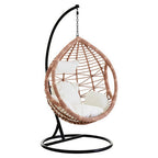 Goa Natural Rattan Effect Hanging Egg Chair with Cream Cushions