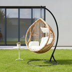 Goa Natural Rattan Effect Hanging Egg Chair with Cream Cushions