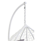 Goa White Rattan Effect Hanging Egg Chair with Grey Cushions