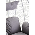 Goa White Rattan Effect Hanging Egg Chair with Grey Cushions