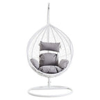 Goa White Rattan Effect Hanging Egg Chair with Cutout Sides