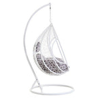 Goa White Rattan Effect Hanging Egg Chair with Cutout Sides