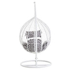 Goa White Rattan Effect Hanging Egg Chair with Cutout Sides