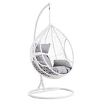 Goa White Rattan Effect Hanging Egg Chair with Cutout Sides