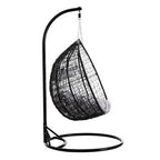Goa Black Rattan Effect Double Hanging Egg Chair with Round Base