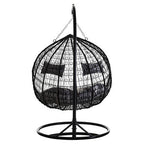 Goa Black Rattan Effect Double Hanging Egg Chair with Round Base