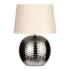 Amiya Silver Ceramic Table Lamp with Beige Fabric Shade