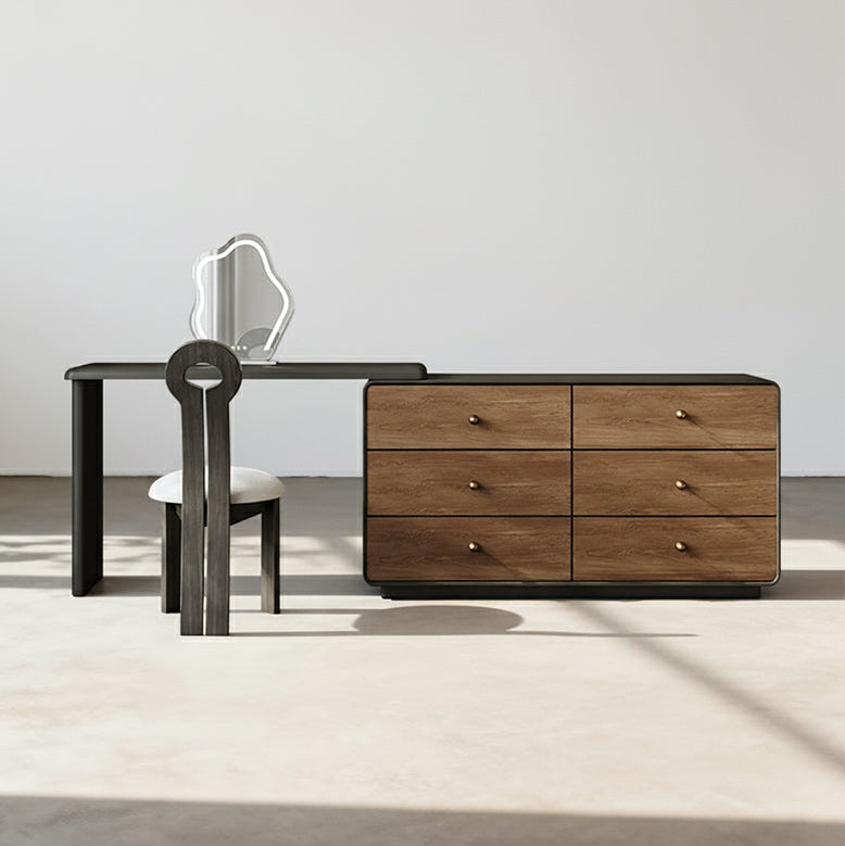 Wooden desk with chair in a minimalistic room