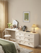 Murphy Corner Dressing Table With 6 Drawers and Chair, Cream