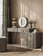 Sanchez Dressing Table, Vanity Table With LED Mirror, Grey