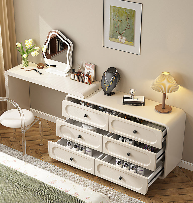 Murphy Corner Dressing Table With 6 Drawers and Chair, Cream