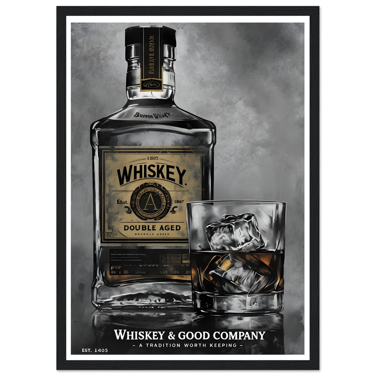 Noir Whiskey Wall Art – Home Bar Framed Print