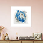Abstract Blue & White Impasto Art Print