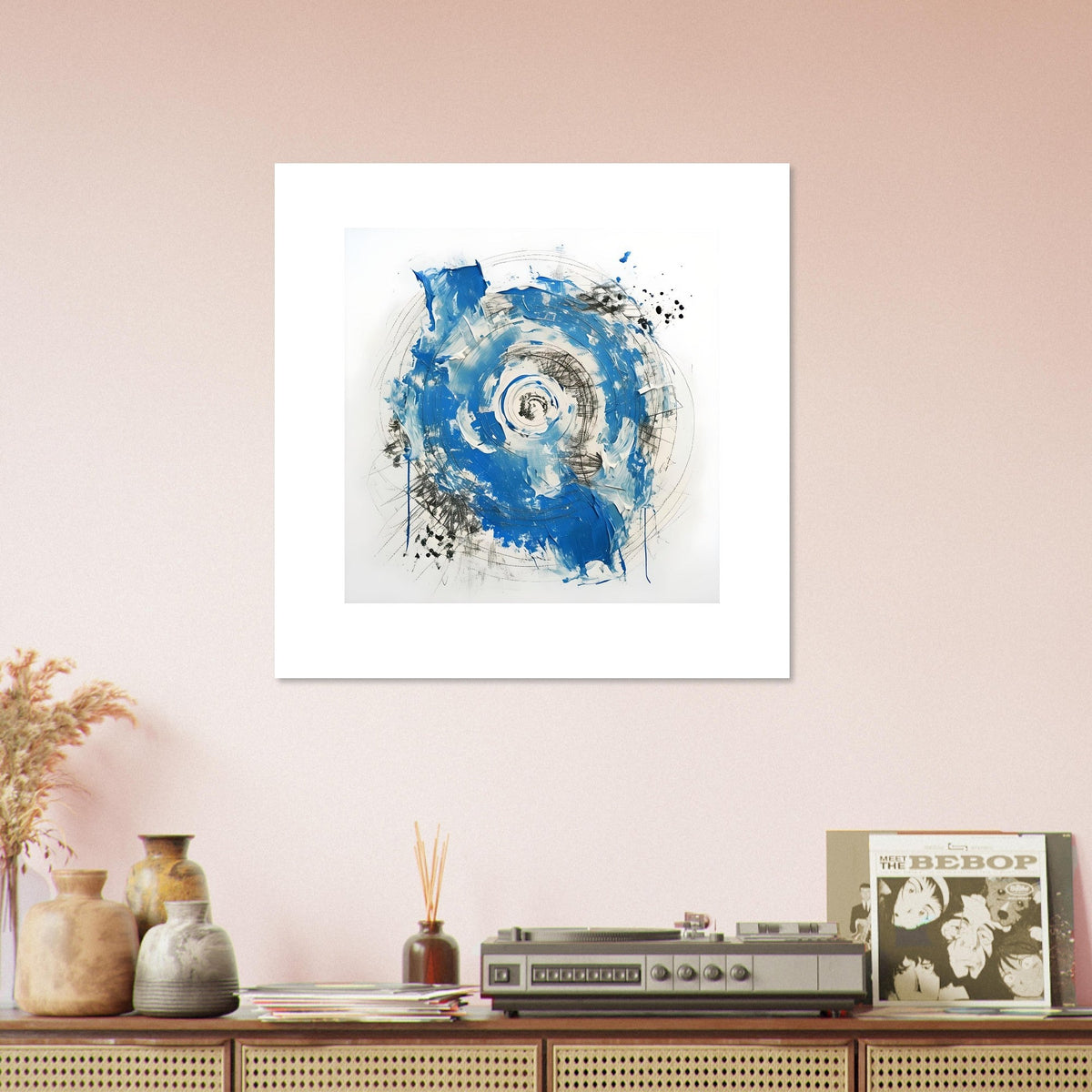 Abstract Blue & White Impasto Art Print
