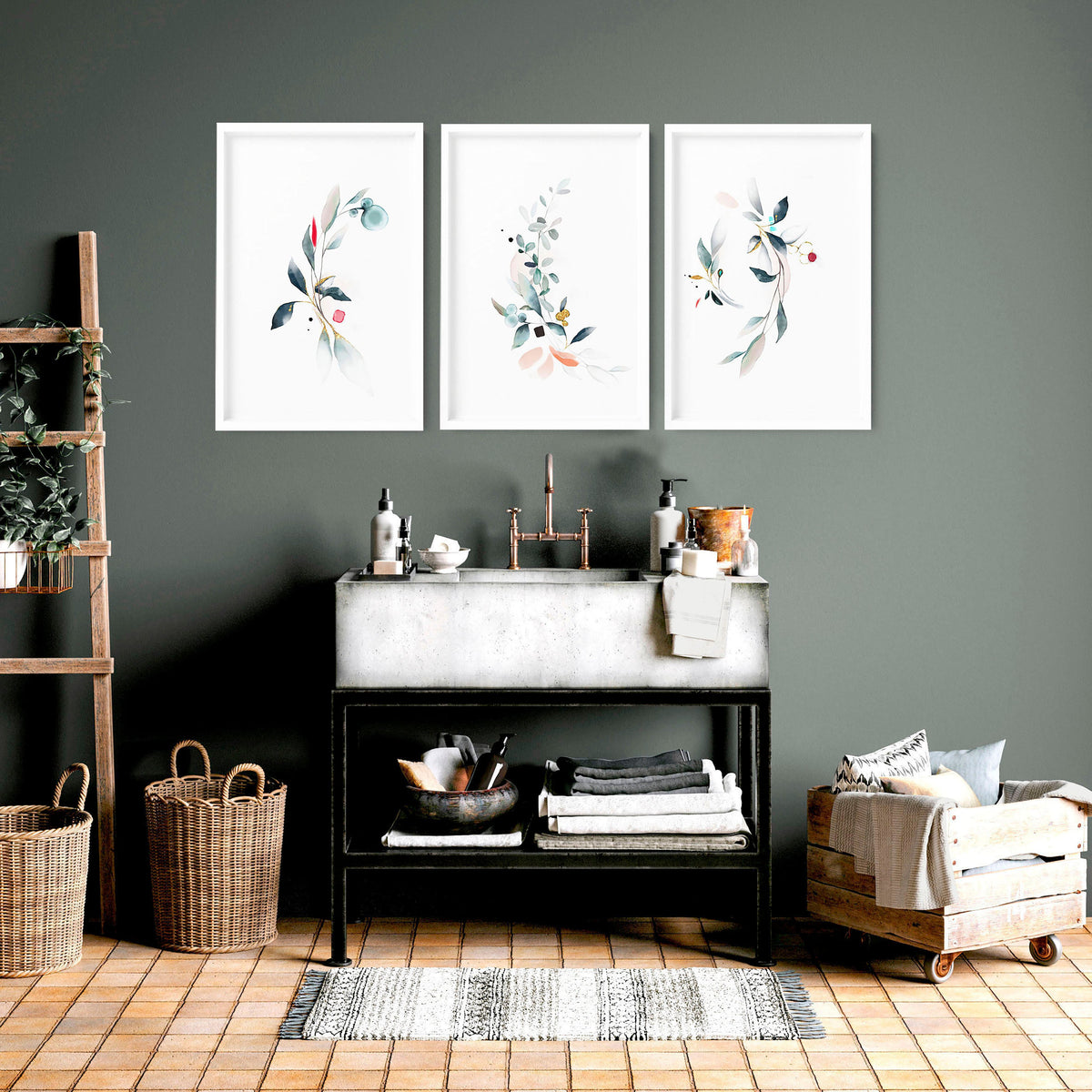 Bathroom Prints Set of 3 | Botanical Wall Art UK