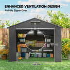 Outsunny 8 x 6 ft Outdoor Garden Storage Shed, Waterproof Bike Tent with Roll-Up Zipper Door, Dark Grey