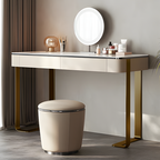 Dressing table with mirror and stool in a modern room setting
