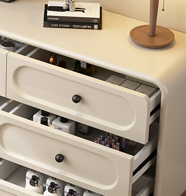 Murphy Corner Dressing Table With 6 Drawers and Chair, Cream