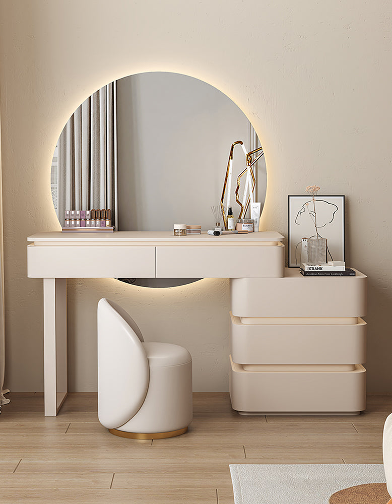 Grant Dressing Table With Big LED Mirror, Black/Cream