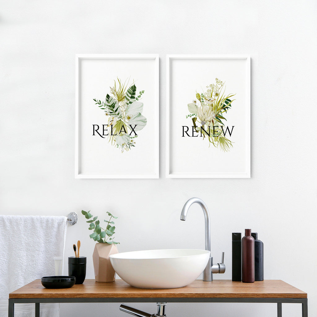 Framed bathroom wall art | Set of 2 unique wall art