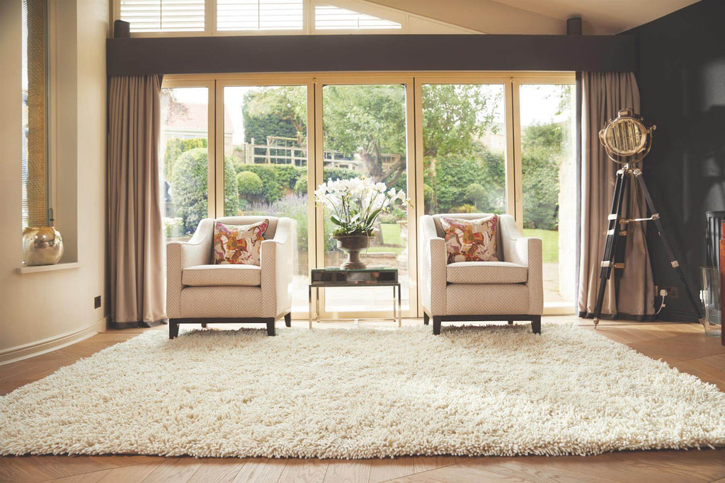 Imperial Ivory Shaggy Pile Wool Rug