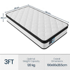 Mattress with dimensions labeled on a white background